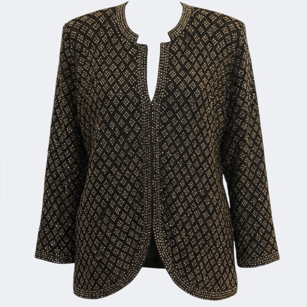 Vintage Black Imported Sweater covered in Black/crystallized Gold sequins